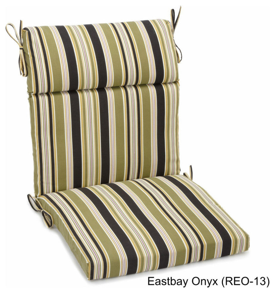 22"x45" Spun Polyester Outdoor Squared Seat/Back Chair Cushion, Eastbay Onyx