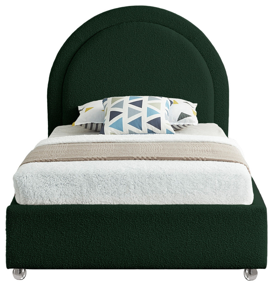 Milo Velvet Upholstered Bed, Green, Twin
