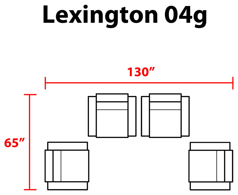 Lexington 4 Piece Outdoor Aluminum Patio Furniture Set 04g Beige