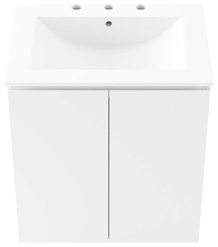 Bryn 24" Wall-Mount Bathroom Vanity, White White