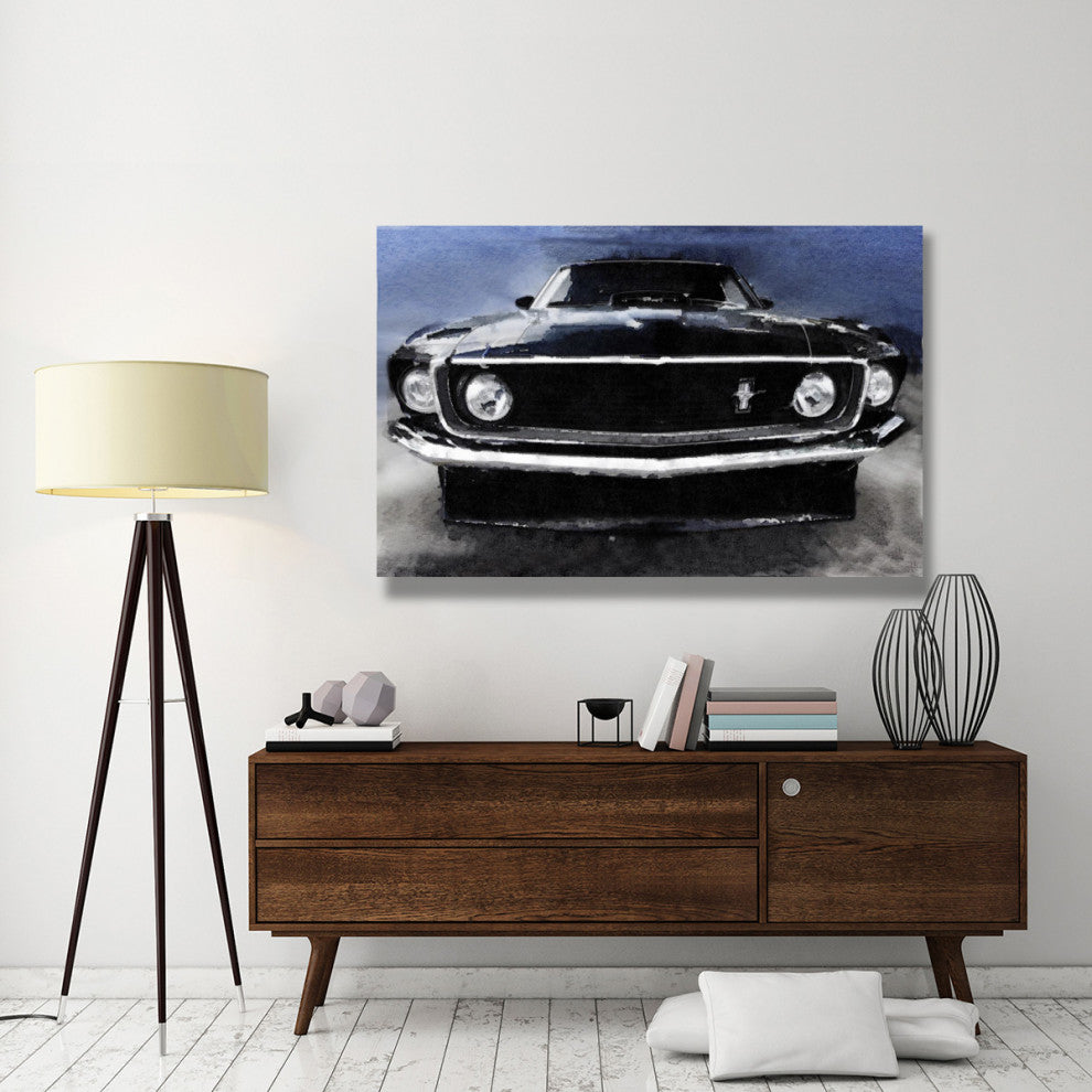 "1968 Ford Mustang Shelby Front Watercolor" Fine Art Print