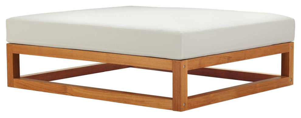 Outdoor Patio Lounge Sofa, Chair and Coffee Table Set, Wood, Natural White