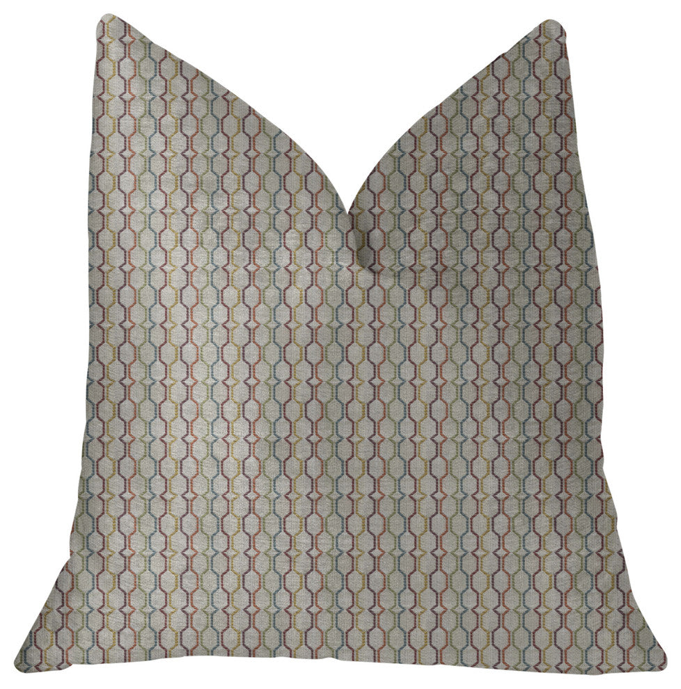 Jazzy Straw Multicolor Luxury Throw Pillow, 22"x22"