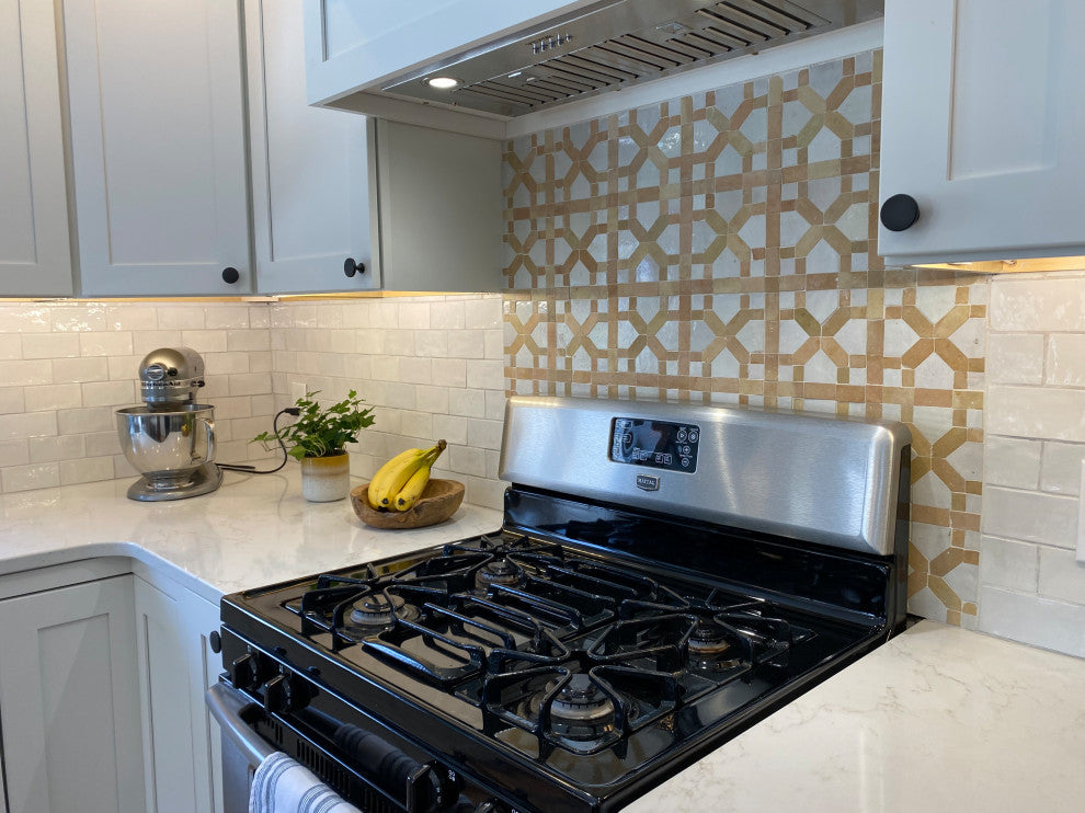 Contemporary Zellige Panels, 12"x12"x1/2", Unglazed With Off-White