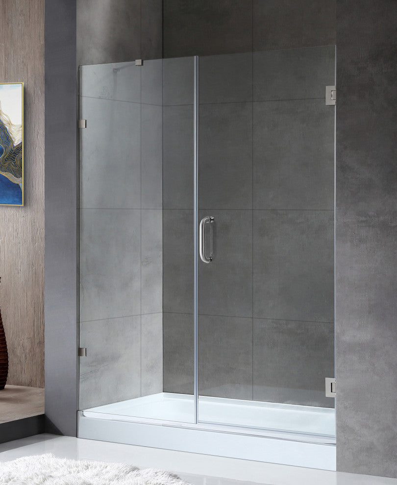 ANZZI Makata 60"x72" Frameless Shower Door, Brushed Nickel