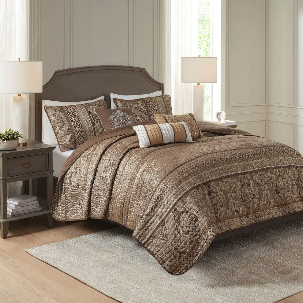 Madison Park Jacquard Coverlet 6-Piece Set, King