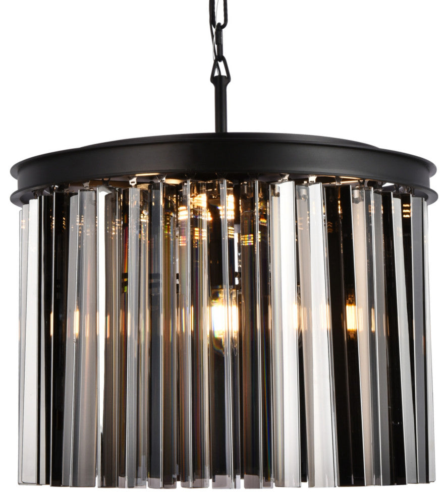 Elegant Lighting 1208D20-SS/RC Sydney 6 Light 20"W Crystal - Matte Black
