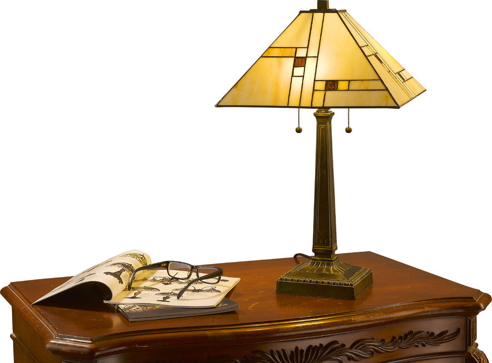 Serena d'italia Tiffany 2-Light White Mission Floor and Table Lamp Set
