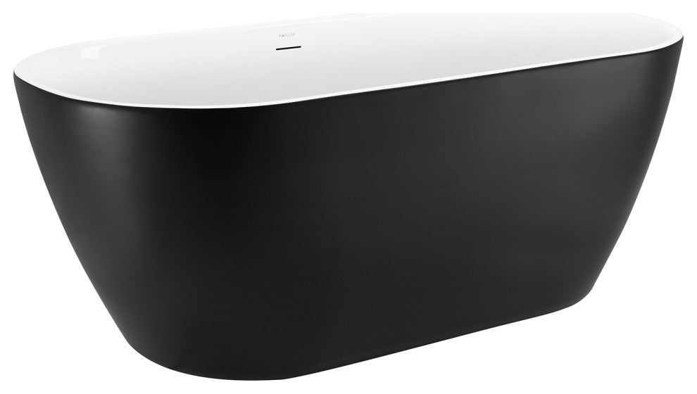 Giving Tree 59 inch Freestanding Acrylic Bathtub Stand Alone Soaking Tub, Black