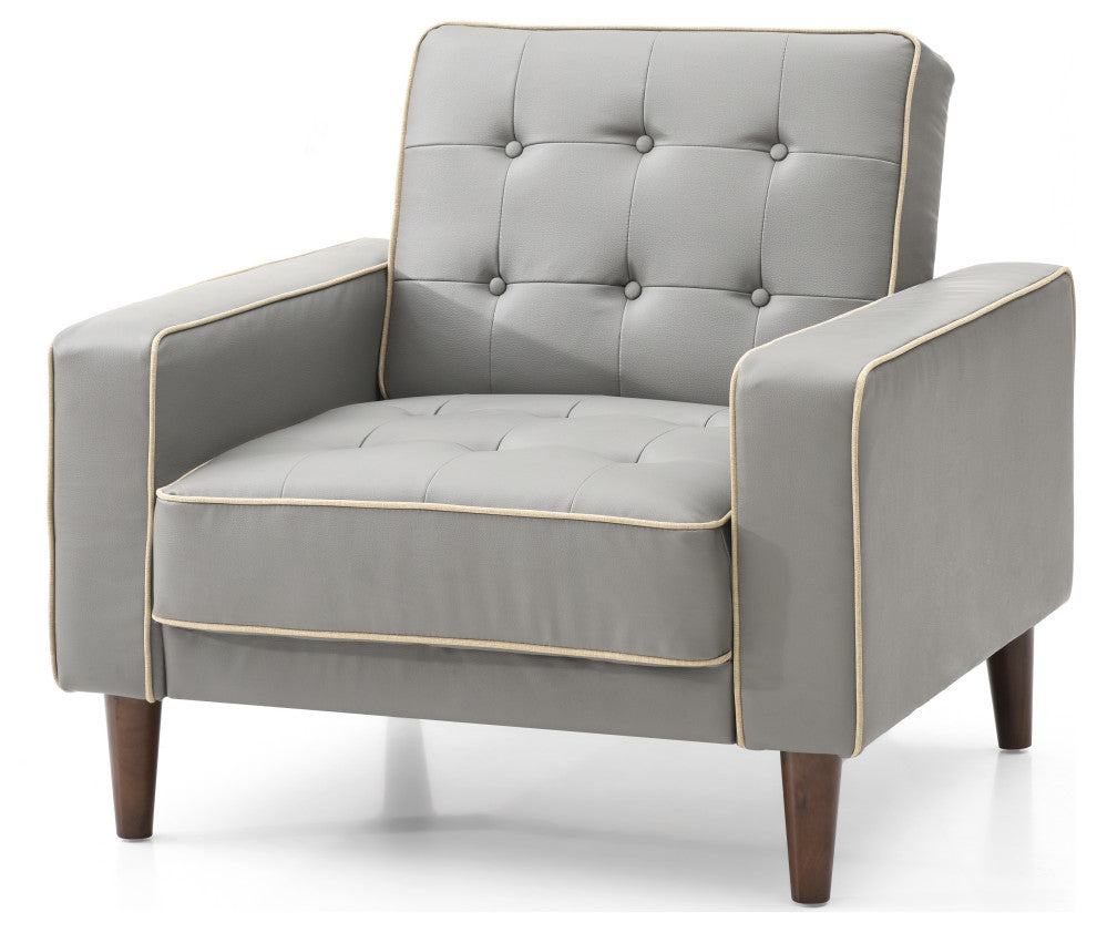 Navi Sleeper Chair, Tan Fabric, Gray Faux Leather