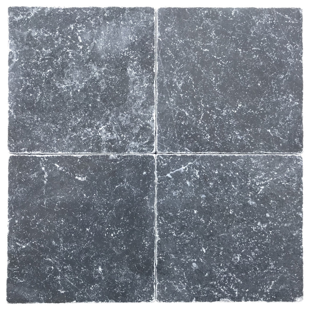 Obsidian Black 3"x6", Tumbled Subway Backsplash Wall Tile, 4"x4", Sample