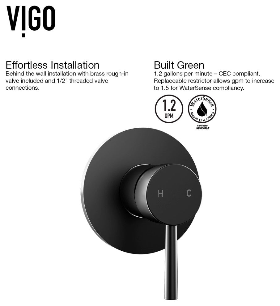VIGO Olus 5" H Single Handle Wall Mount Bathroom Faucet, Matte Black
