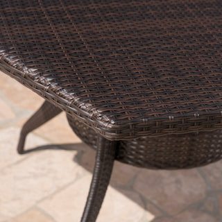 GDF Studio 7-Piece Bartley Outdoor Wicker Hexagon Dining Set, Multi-Brown/Creme