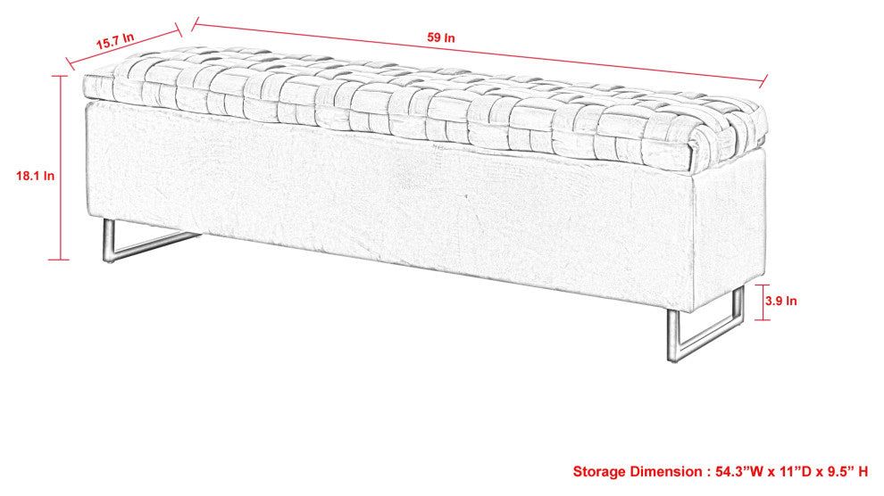 Inspired Home Johnathan Storage Bench Upholstered, Navy Velvet