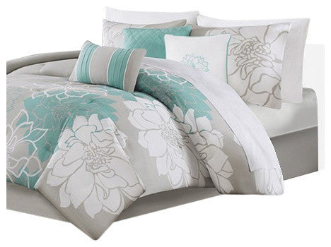 Madison Park Sateen Printed 7Pcs Comforter Set, King