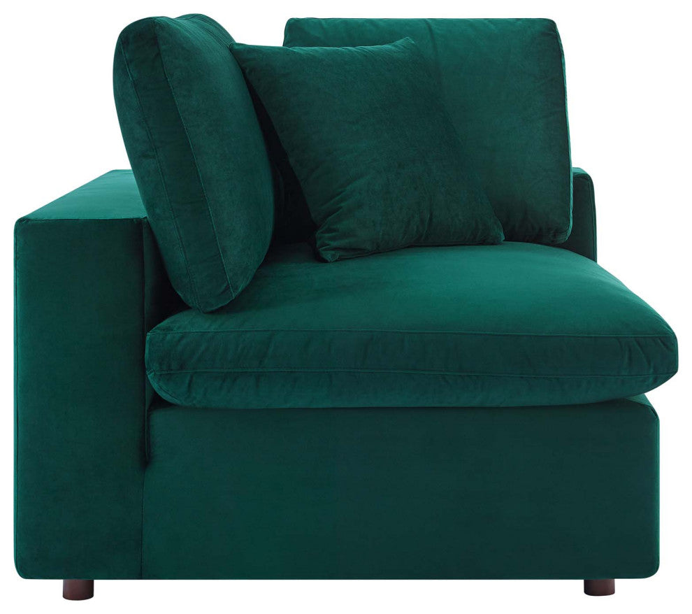 Commix Down Filled Overstuffed Performance Velvet Corner Chair Green