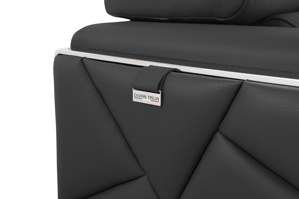 Trento Genuine Italian Leather Modern Chair Dark Gray