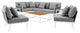 Sectional Sofa Table Set, White Gray, Aluminum, Modern, Outdoor Patio