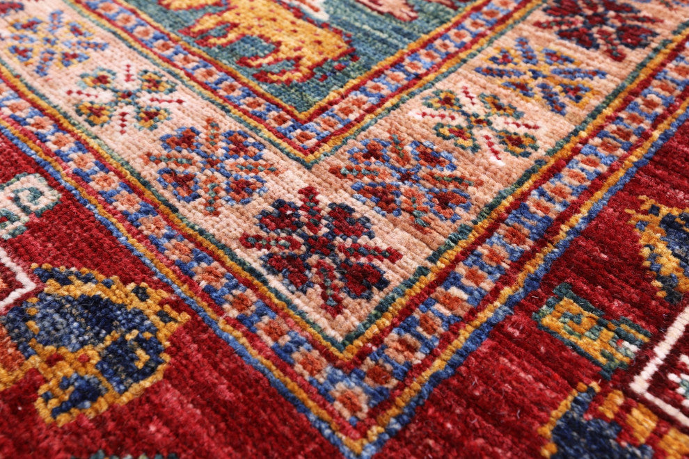 5' 0" X 6' 9" Antiqued Pazyryk Historical Design Hand-Knotted Rug Q10173