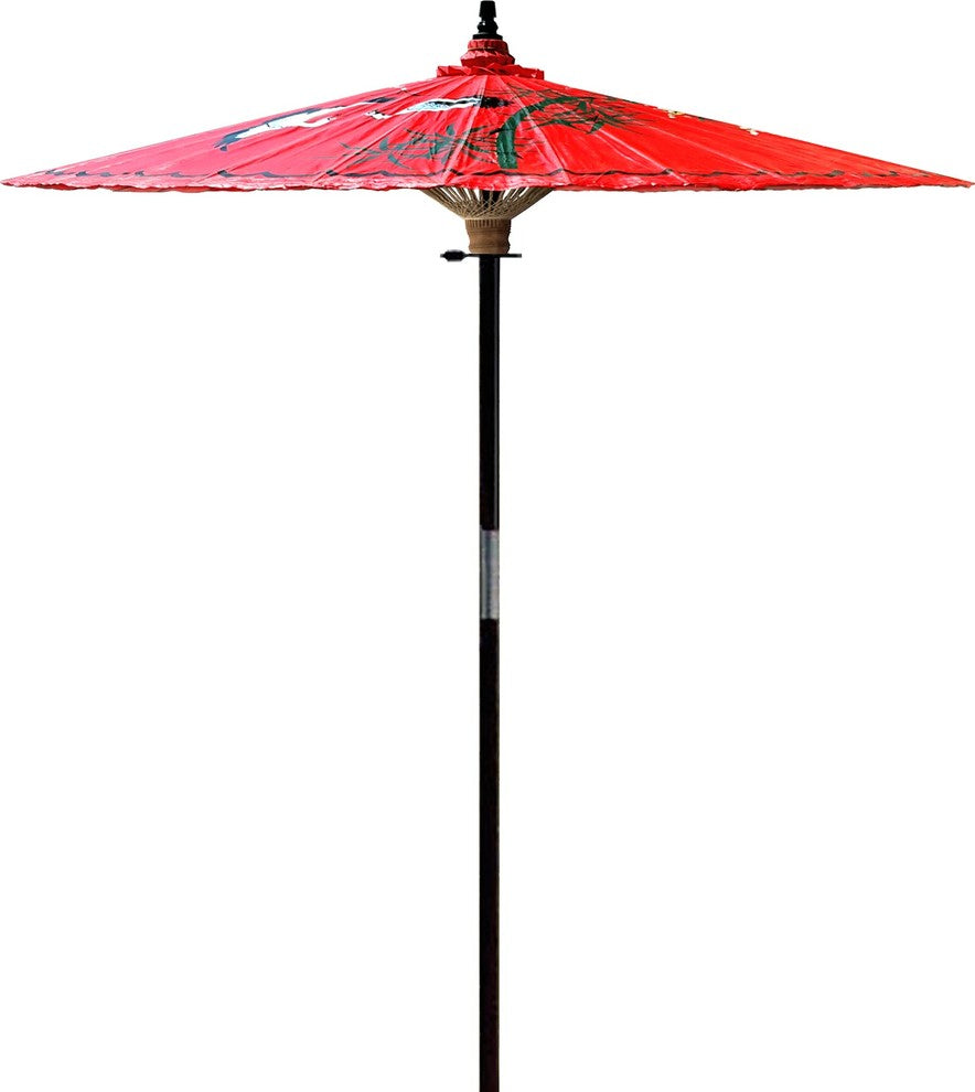 Asian Splendor Outdoor Patio Umbrella, Red