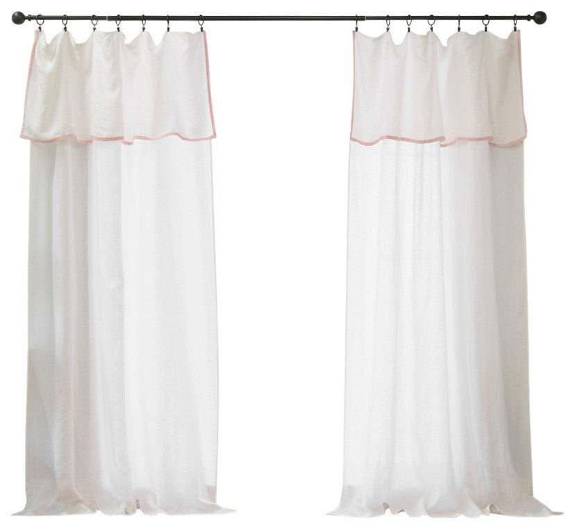 Abelia Belgian Flax Linen Curtain with Bordered Valance