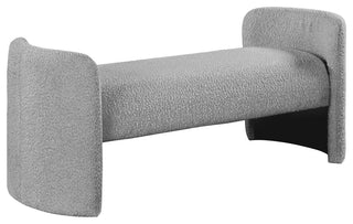Peyton Boucle Fabric Upholstered Bench, Grey