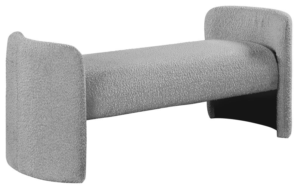 Peyton Boucle Fabric Upholstered Bench, Grey