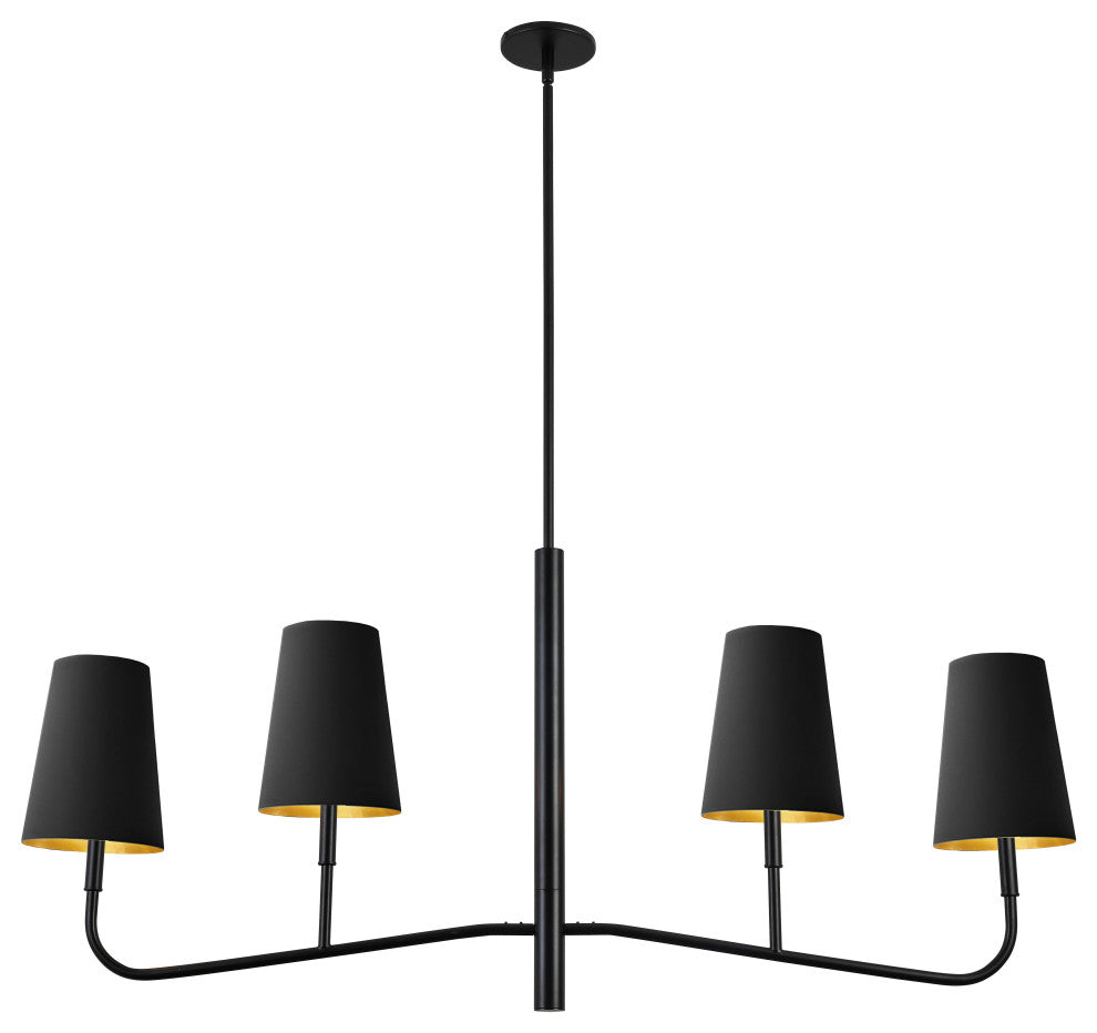 Eleanor Transitional 4 Light Matte Black Black Metal Chandelier