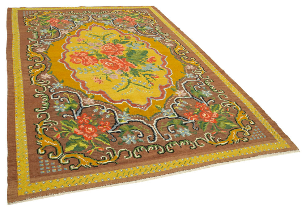 Rug N Carpet - Handmade Moldovian 6' 7'' x 9' 9'' Vintage Floral Kilim Rug