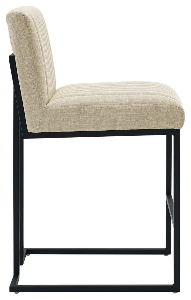Indulge Channel Tufted Fabric Counter Stool-Beige