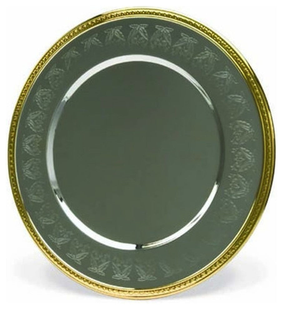 Elegance Embossed 2-Tone Silver and Gold 12" Charger Plate