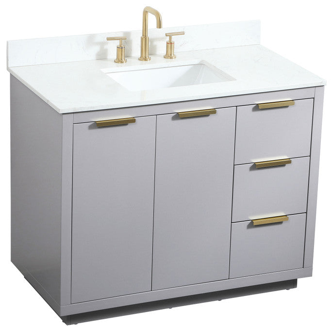 42" Single Bathroom Vanity, Gray, With Backsplash