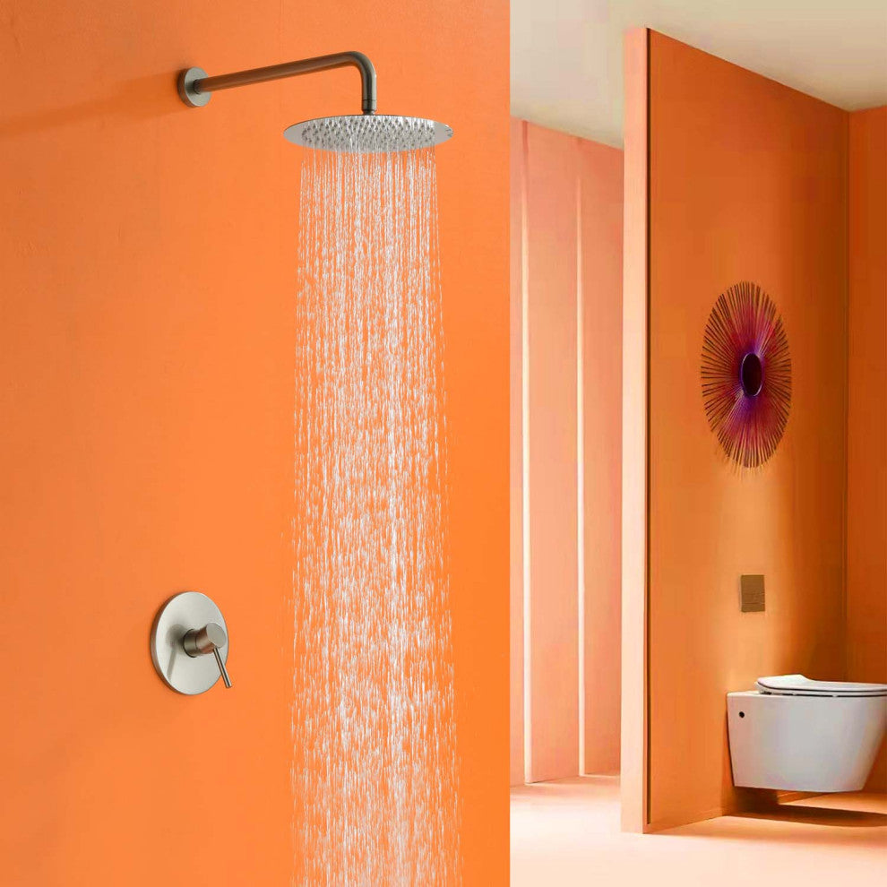 Givingtree Wall Mounted Shower Faucet with High Pressure 10-in,Brushed Nickel