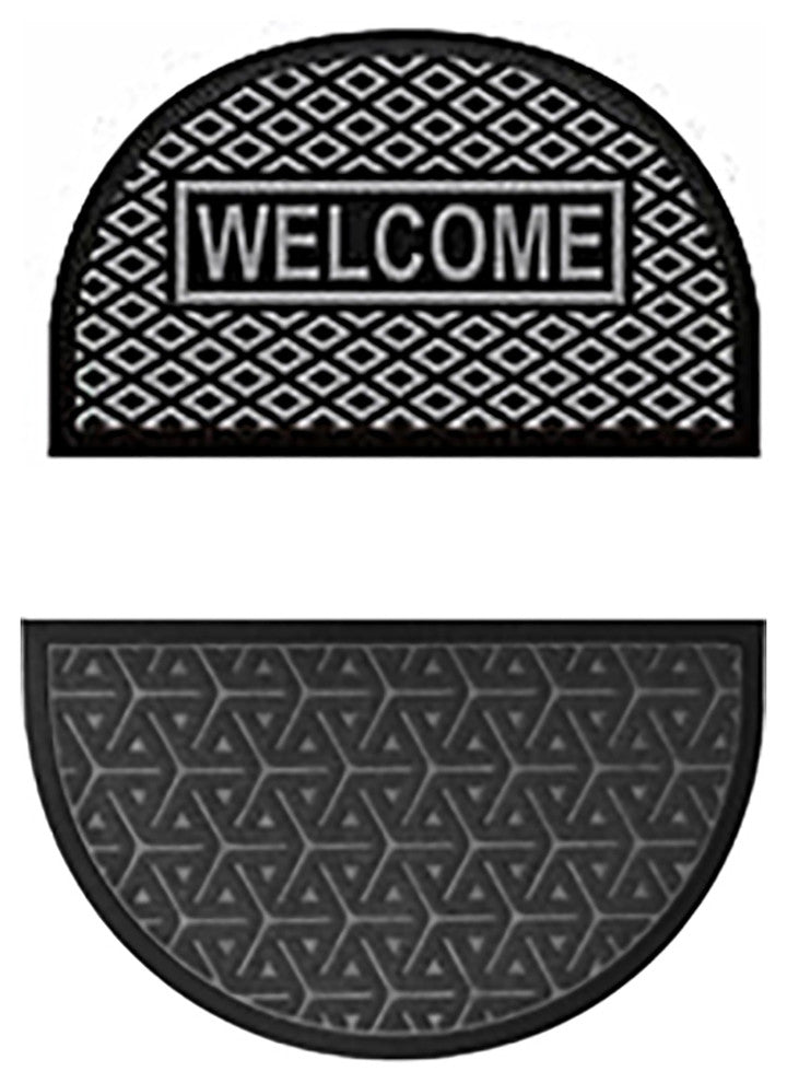 Outdoor Wilson Half Round Front Door Mat Polyester Rubber Rug 30x18 Dark Gray