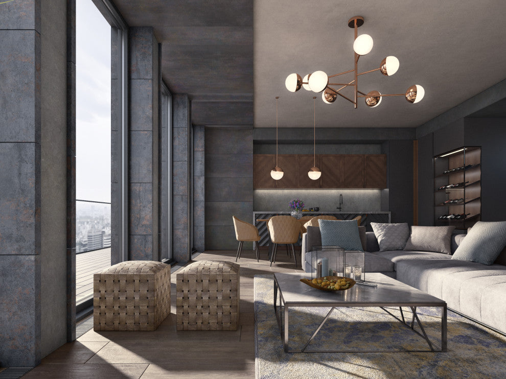 Ottoman Soho Woven Leather, Silver