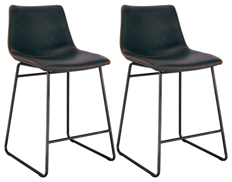 Amerihome Classic Faux Leather 24" Counter Height Chair Set, Black