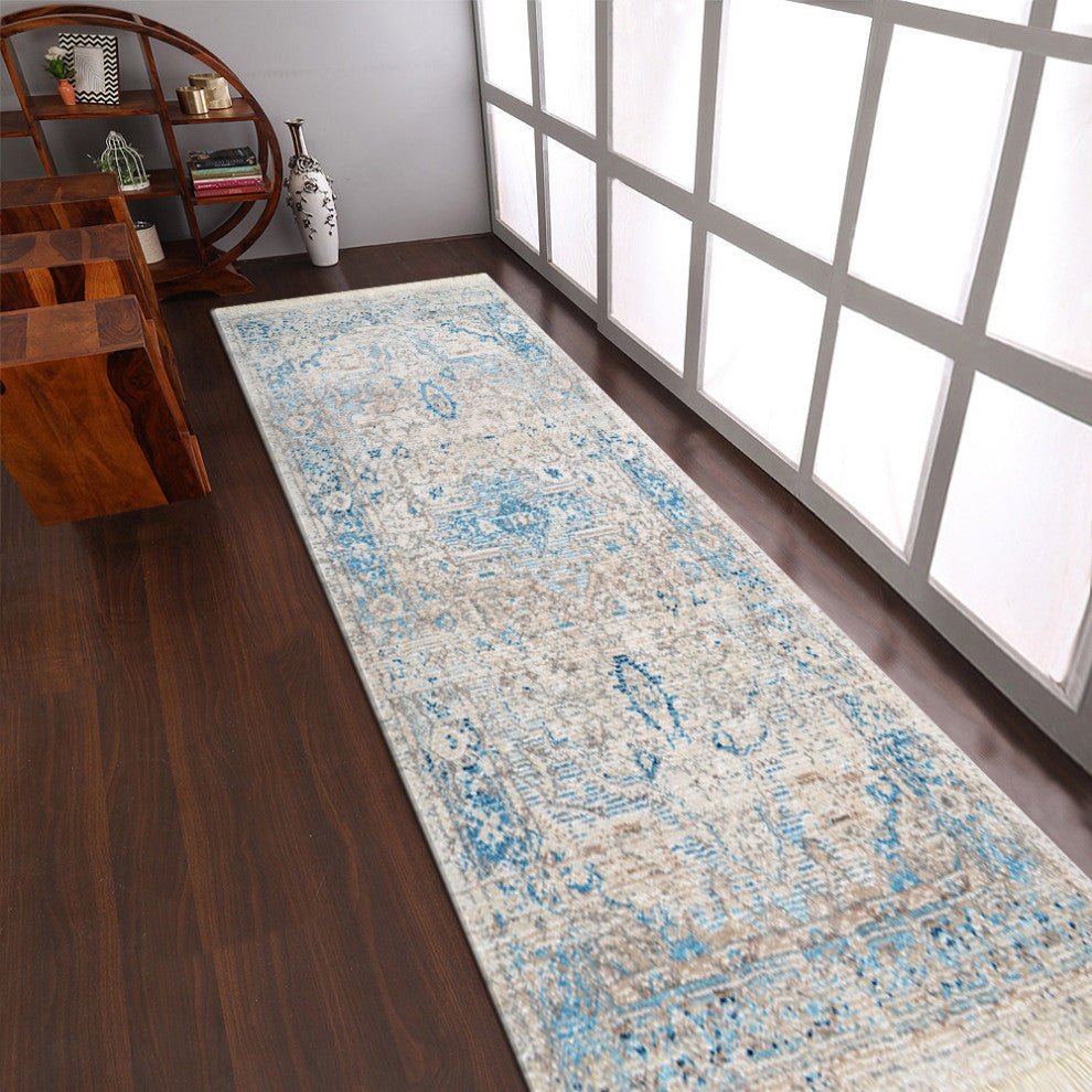MACHINE MADE POLYESTER AREA RUGS  -Gray Blue Color, Oriental ,Living room rugs