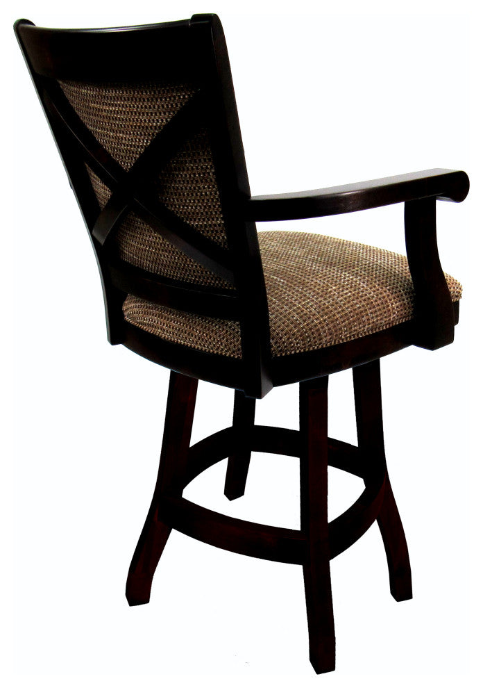 Swivel Counter 26" 30" Extra Tall 34" Wood Bar Stool - Mango, Checkered, Walnut