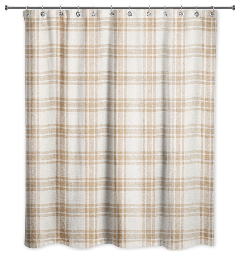 Orange Plaid 71x74 Shower Curtain