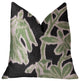 Grass Swallow Green and Black and Beige Luxury Throw Pillow, 26"x26"