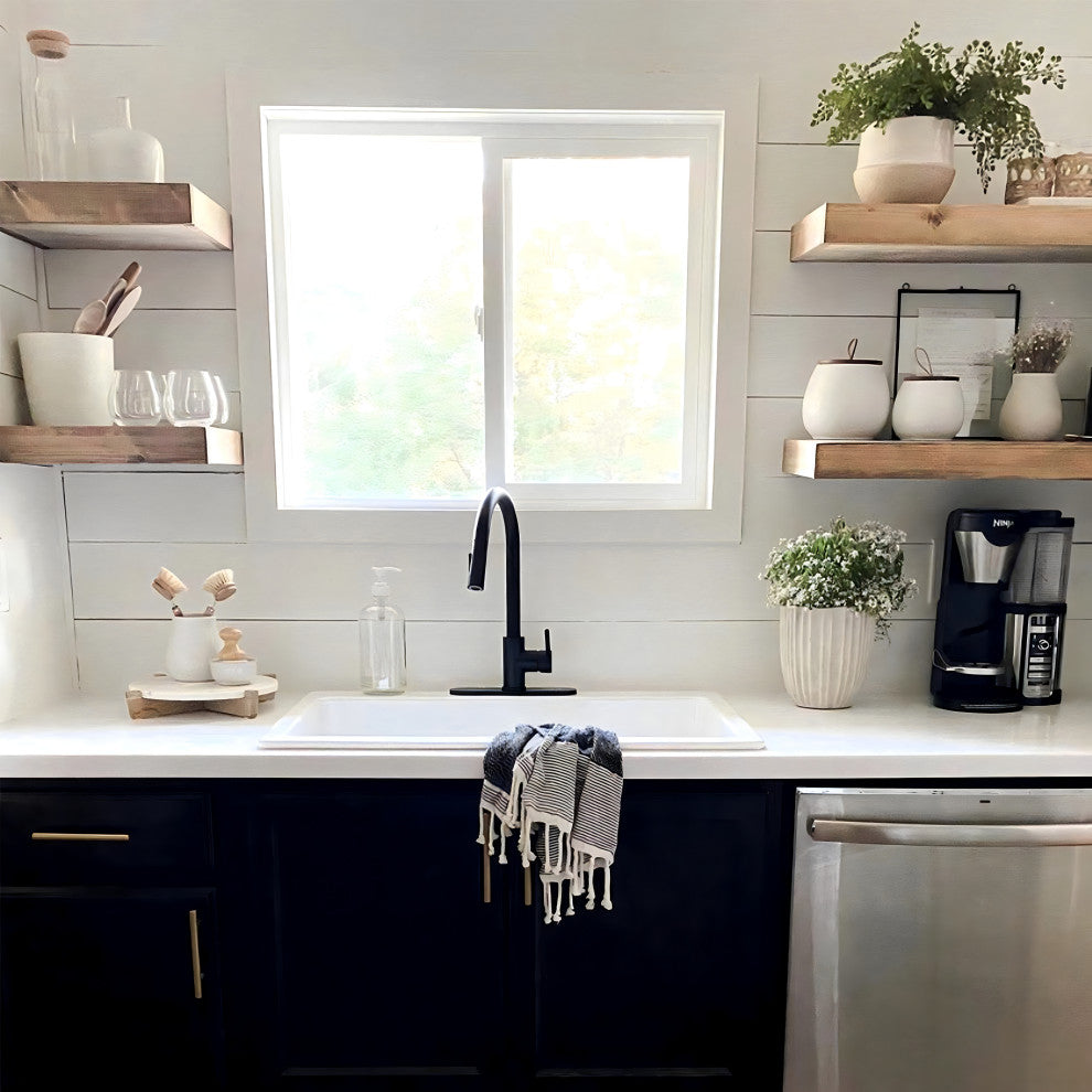 Jackson Crisp White Fireclay 33" Single Bowl Drop-In Kitchen Sink with 1 Hole