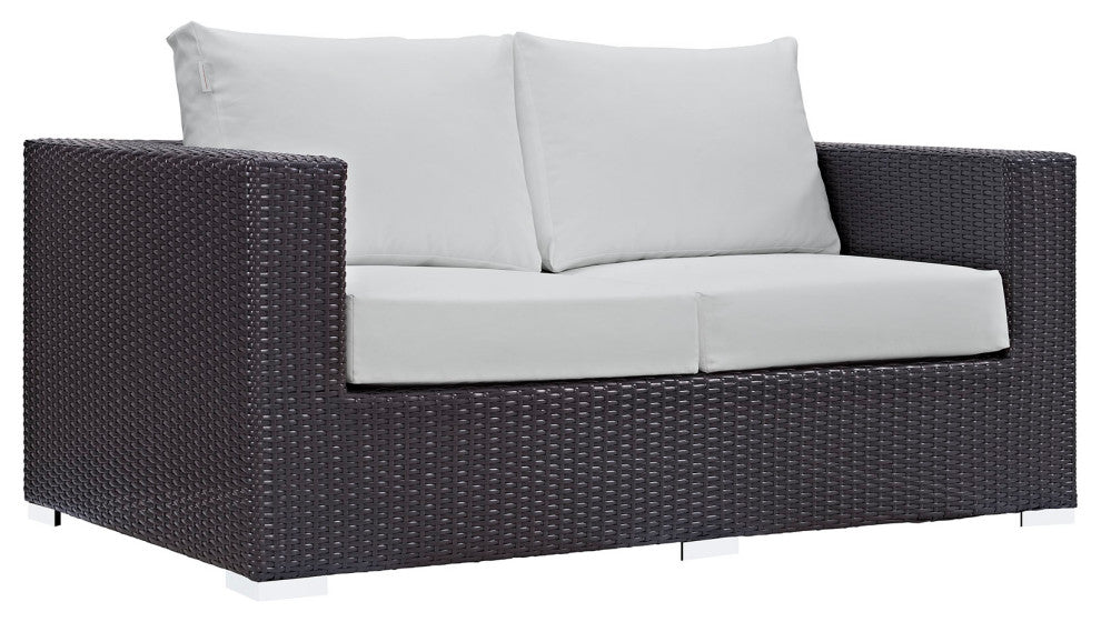 Modway Convene 8 Piece Outdoor Patio Sofa Set, Espresso White