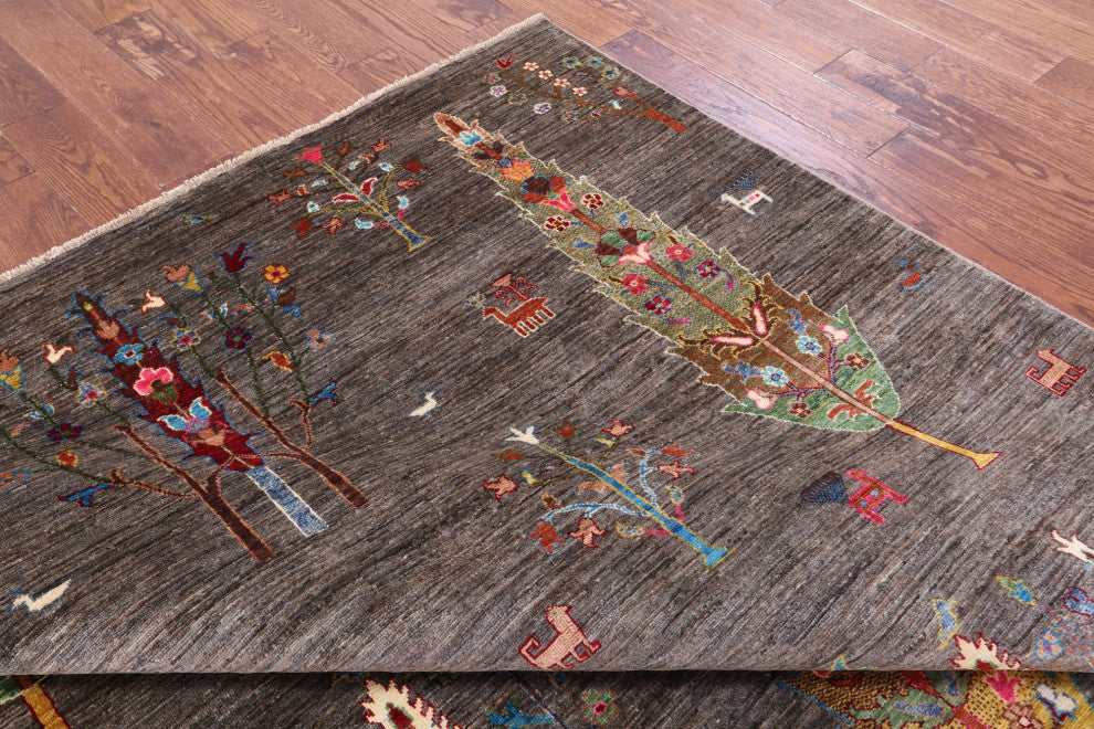 6' 8" X 10' 0" Tribal Persian Gabbeh Hand-Knotted Wool Rug - Q12385