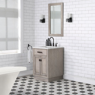 Chestnut 24" Bath Vanity, Grey Oak, Mirror, Oil-Rubbed Bronze Hardware