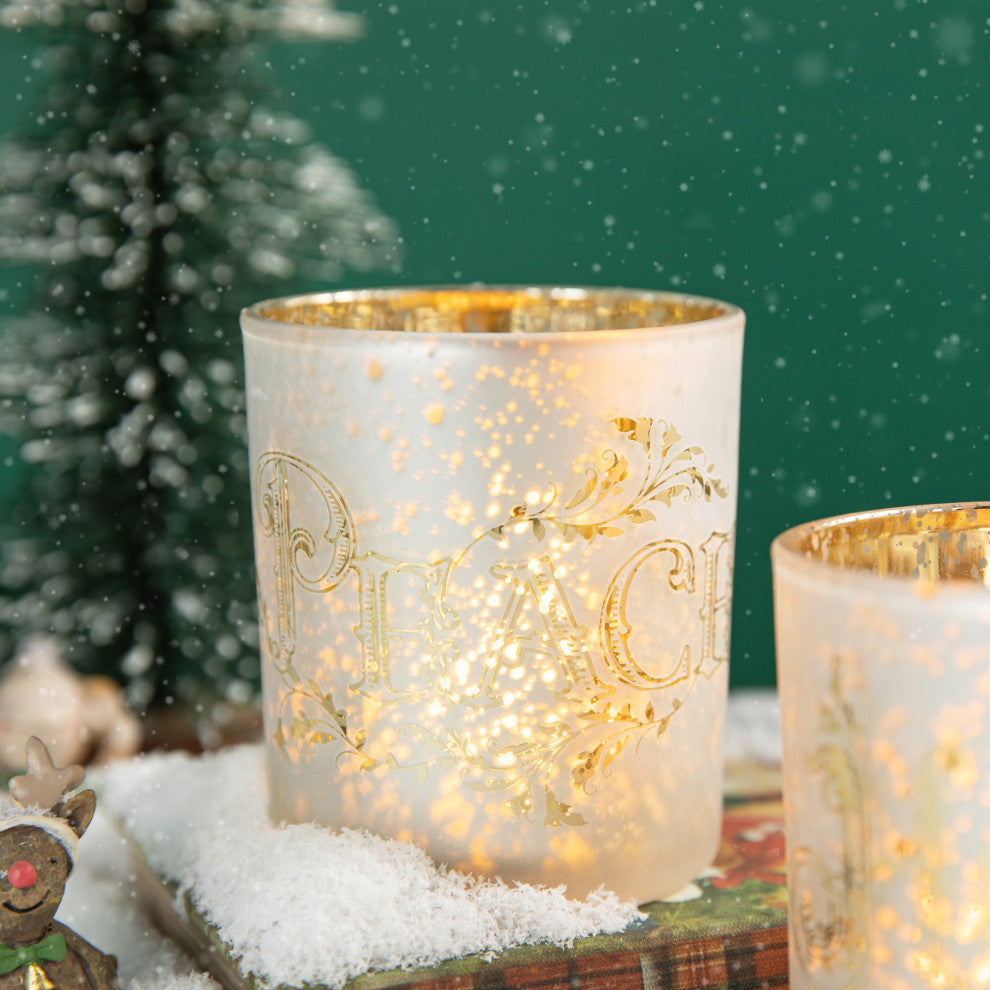 3-Piece Set Nativity Glass Candle Holders