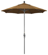 7.5' Grey Collar Tilt Lift Fiberglass Rib Aluminum Umbrella, Olefin, Woven Sesame