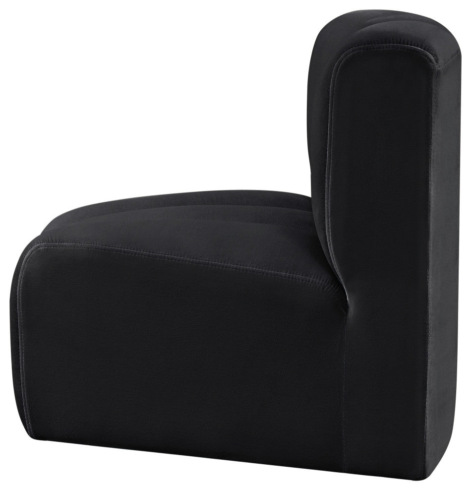 Arc Upholstered Modular Component, Black, 1-Piece: Curved Corner, Velvet