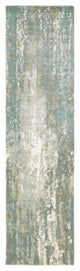 3' X 10' Blue And Gray Abstract Splash Indoor Runner Rug