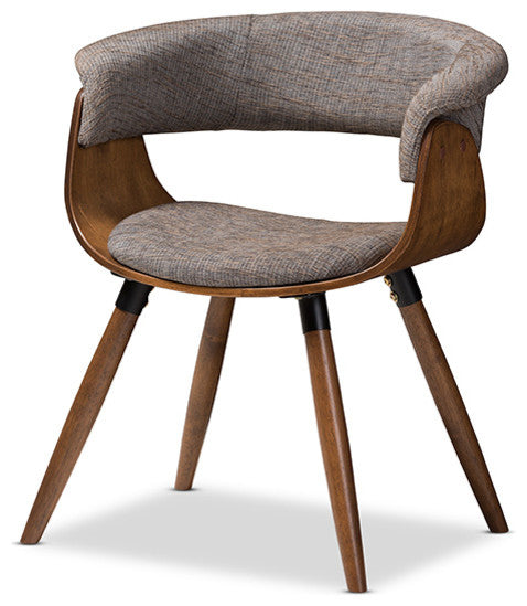 Bryce Mid-Century Fabric Upholstered Walnut Bent Wood Dining Chair