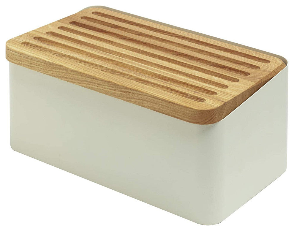 Legnoart Crispy White Bread Bin With Double Functioning Lid